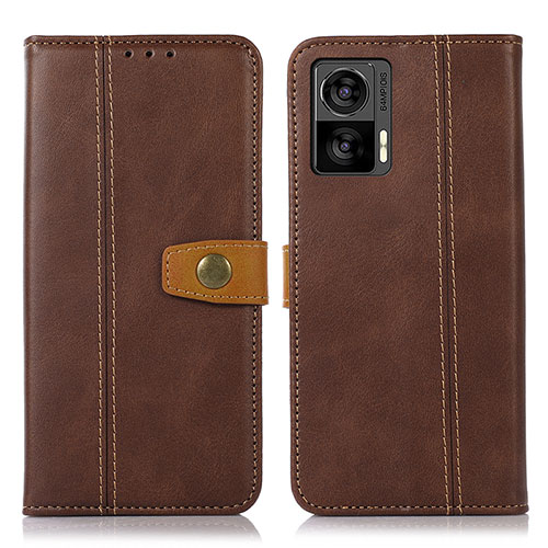 Leather Case Stands Flip Cover Holder M16L for Motorola Moto Edge 30 Neo 5G Brown