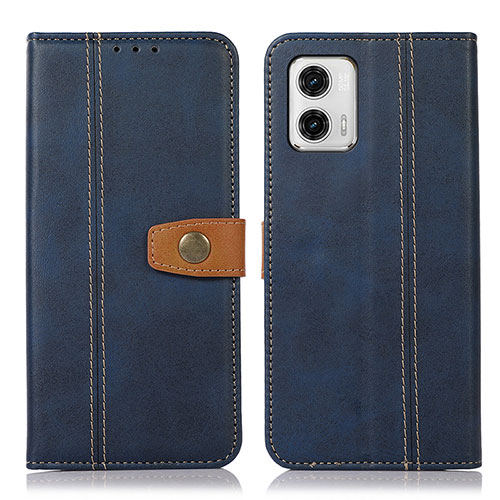 Leather Case Stands Flip Cover Holder M16L for Motorola Moto G73 5G Blue