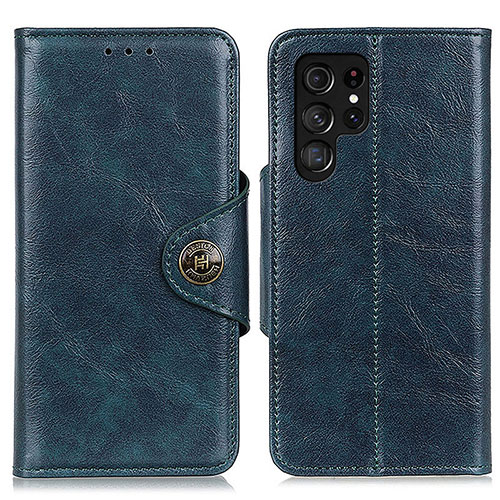 Leather Case Stands Flip Cover Holder M16L for Samsung Galaxy S22 Ultra 5G Blue