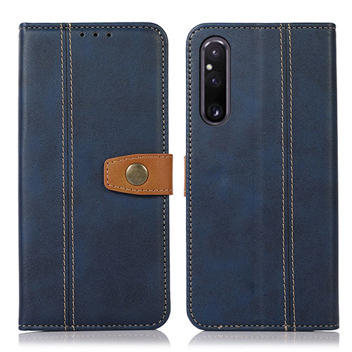 Leather Case Stands Flip Cover Holder M16L for Sony Xperia 1 V Blue