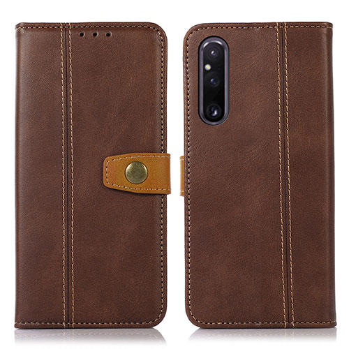 Leather Case Stands Flip Cover Holder M16L for Sony Xperia 1 V Brown