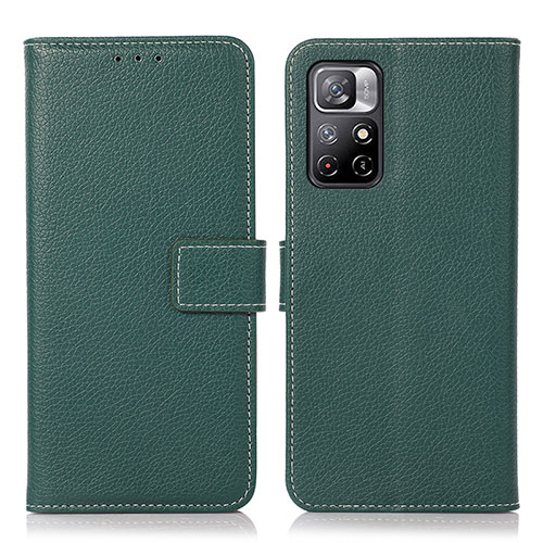 Leather Case Stands Flip Cover Holder M16L for Xiaomi Poco M4 Pro 5G Green