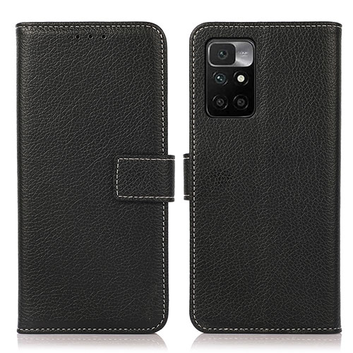 Leather Case Stands Flip Cover Holder M16L for Xiaomi Redmi 10 (2022) Black