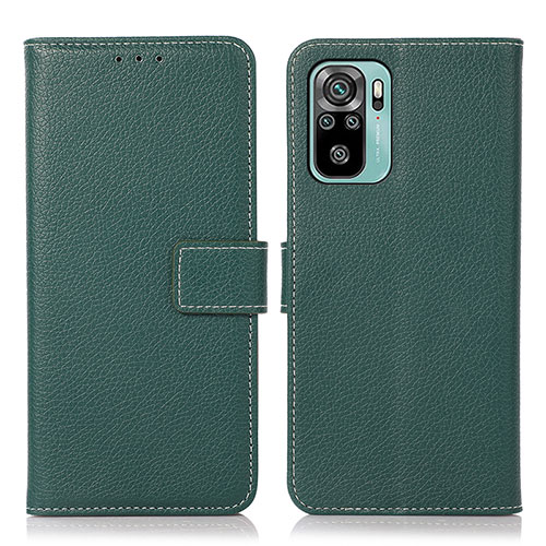 Leather Case Stands Flip Cover Holder M16L for Xiaomi Redmi Note 10 4G Green