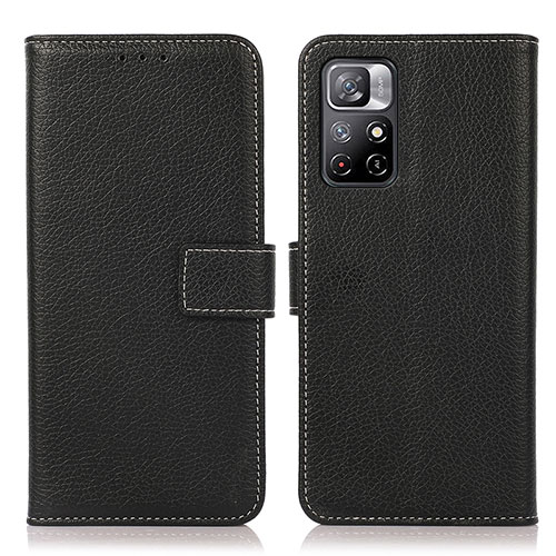 Leather Case Stands Flip Cover Holder M16L for Xiaomi Redmi Note 11 5G Black