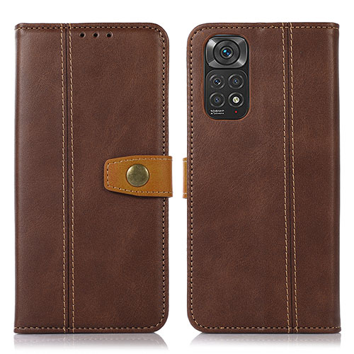 Leather Case Stands Flip Cover Holder M16L for Xiaomi Redmi Note 11S 4G Brown