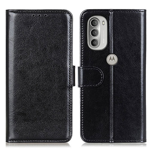 Leather Case Stands Flip Cover Holder M17L for Motorola Moto G51 5G Black