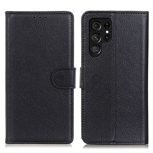 Leather Case Stands Flip Cover Holder M18L for Samsung Galaxy S25 Ultra 5G Black