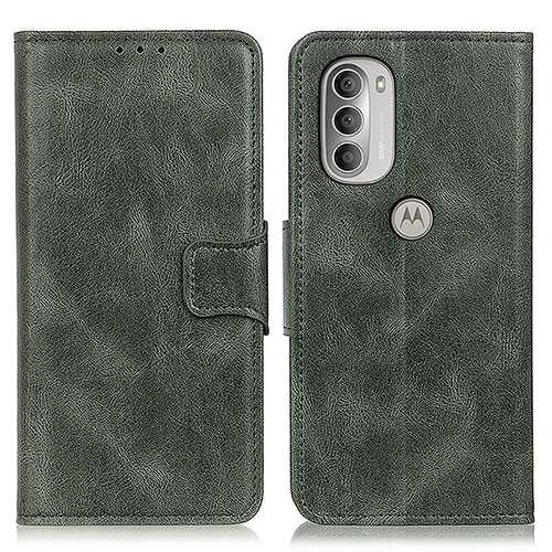 Leather Case Stands Flip Cover Holder M19L for Motorola Moto G51 5G Green