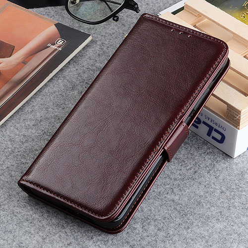 Leather Case Stands Flip Cover Holder ML7 for Huawei Honor X8b Brown