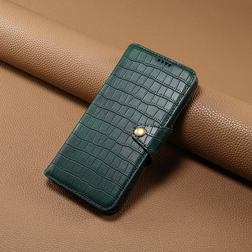 Leather Case Stands Flip Cover Holder MT4 for Apple iPhone 15 Pro Green