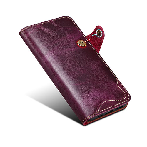 Leather Case Stands Flip Cover Holder MT5 for Apple iPhone 15 Pro Max Purple