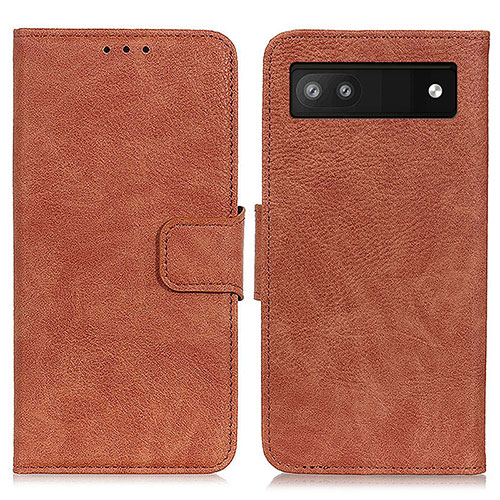 Leather Case Stands Flip Cover Holder N01P for Google Pixel 7a 5G Brown