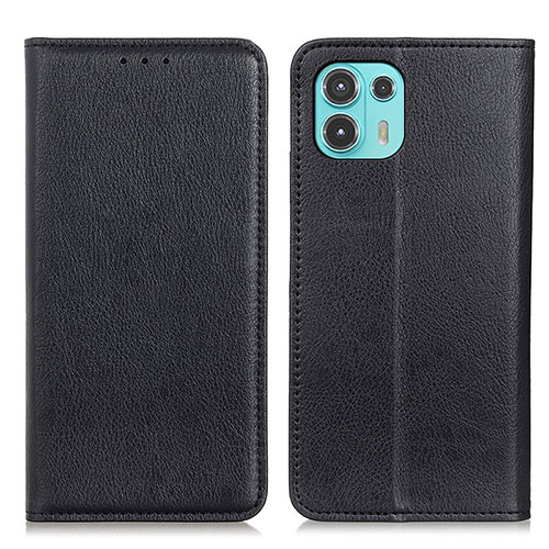 Leather Case Stands Flip Cover Holder N01P for Motorola Moto Edge 20 Lite 5G Black