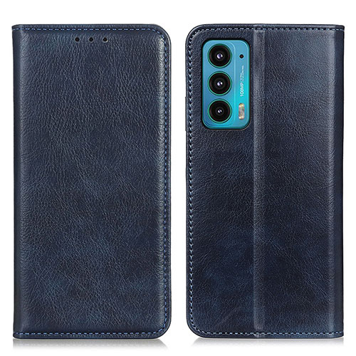 Leather Case Stands Flip Cover Holder N01P for Motorola Moto Edge Lite 5G Blue