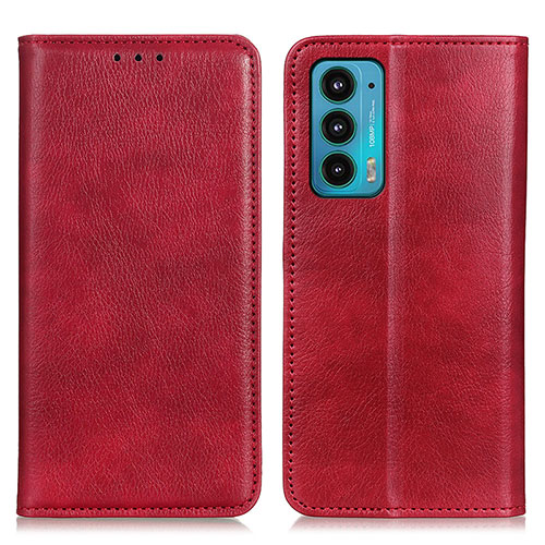 Leather Case Stands Flip Cover Holder N01P for Motorola Moto Edge Lite 5G Red