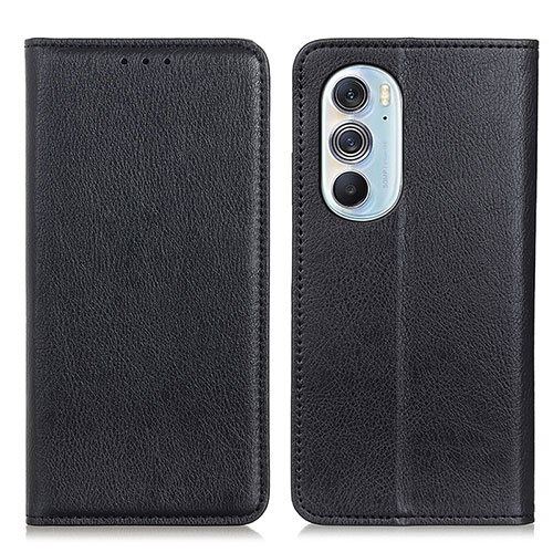 Leather Case Stands Flip Cover Holder N01P for Motorola Moto Edge X30 5G Black