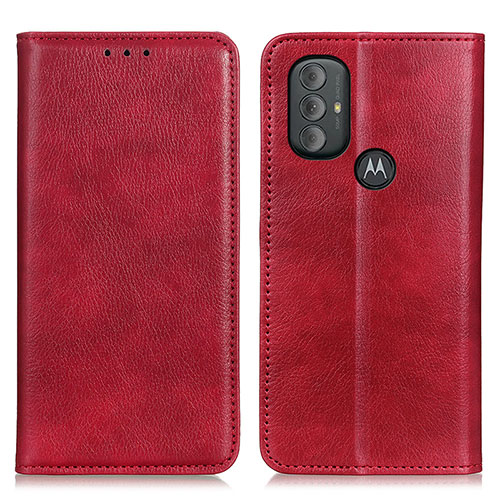 Leather Case Stands Flip Cover Holder N01P for Motorola Moto G Play (2023) Red