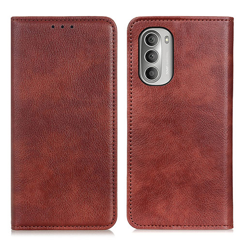 Leather Case Stands Flip Cover Holder N01P for Motorola Moto G Stylus (2022) 4G Brown