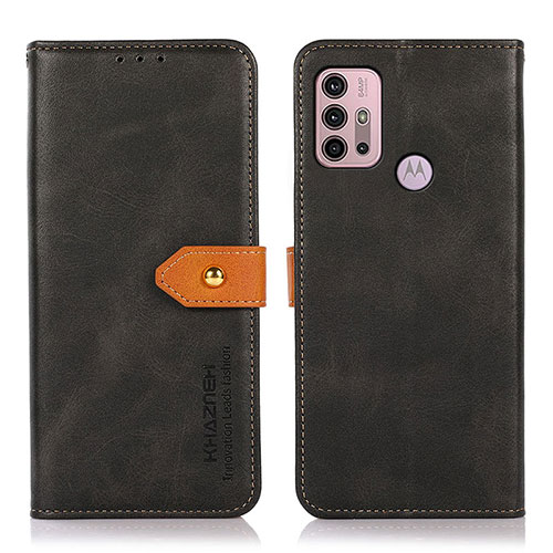 Leather Case Stands Flip Cover Holder N01P for Motorola Moto G10 Black