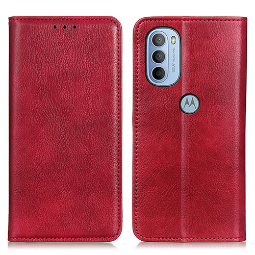 Leather Case Stands Flip Cover Holder N01P for Motorola Moto G31 Red