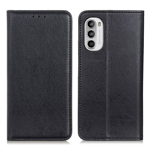 Leather Case Stands Flip Cover Holder N01P for Motorola Moto G71s 5G Black