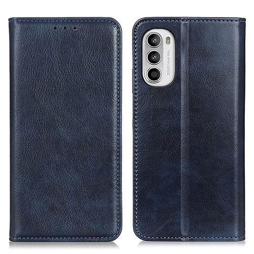 Leather Case Stands Flip Cover Holder N01P for Motorola Moto G71s 5G Blue