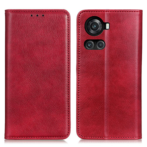 Leather Case Stands Flip Cover Holder N01P for OnePlus 10R 5G Red