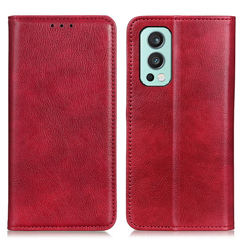 Leather Case Stands Flip Cover Holder N01P for OnePlus Nord 2 5G Red