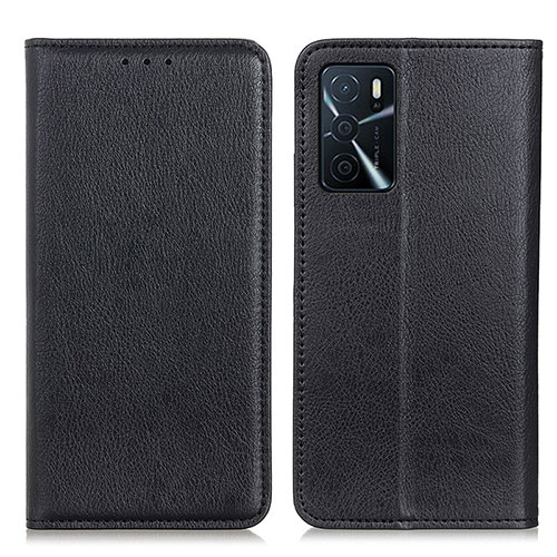 Leather Case Stands Flip Cover Holder N01P for Oppo A16s Black