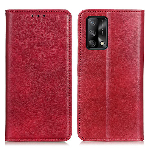 Leather Case Stands Flip Cover Holder N01P for Oppo A95 4G Red