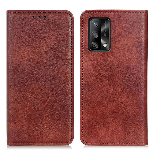 Leather Case Stands Flip Cover Holder N01P for Oppo F19 Brown