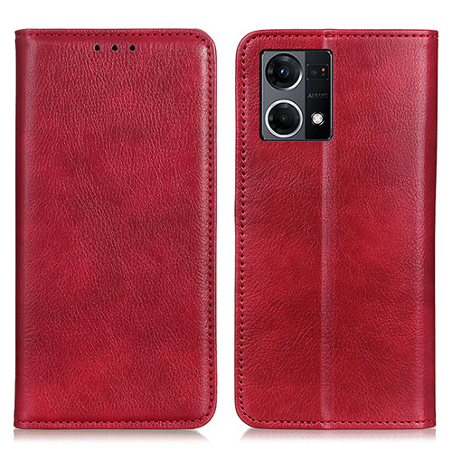 Leather Case Stands Flip Cover Holder N01P for Oppo F21 Pro 4G Red