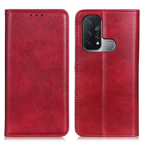 Leather Case Stands Flip Cover Holder N01P for Oppo Reno5 A Red