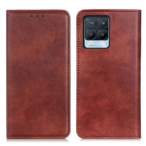 Leather Case Stands Flip Cover Holder N01P for Realme 8 4G Brown