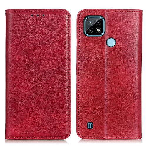 Leather Case Stands Flip Cover Holder N01P for Realme C21 Red