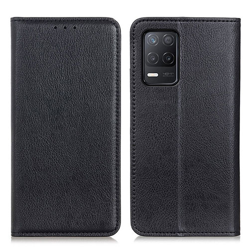 Leather Case Stands Flip Cover Holder N01P for Realme Q3 5G Black