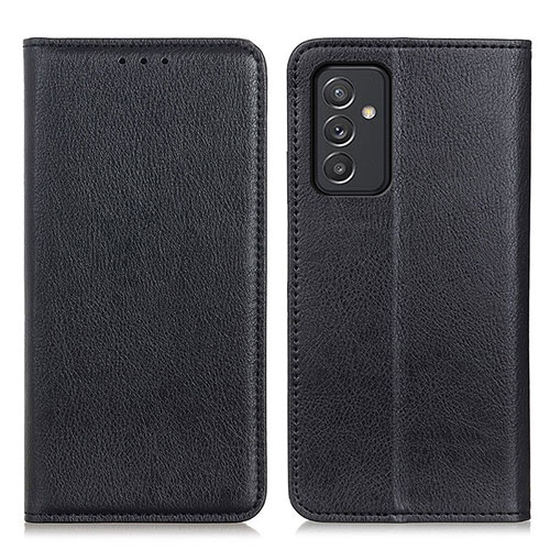 Leather Case Stands Flip Cover Holder N01P for Samsung Galaxy A05s Black