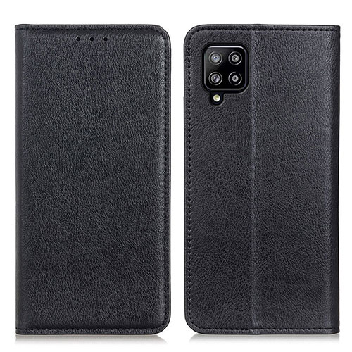 Leather Case Stands Flip Cover Holder N01P for Samsung Galaxy A22 4G Black