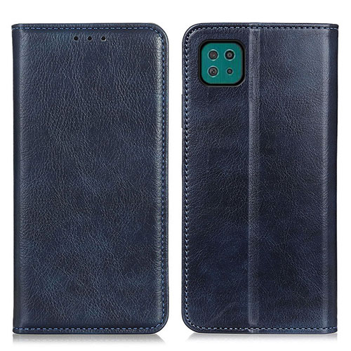 Leather Case Stands Flip Cover Holder N01P for Samsung Galaxy A22 5G Blue