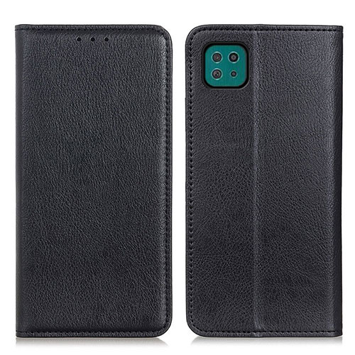 Leather Case Stands Flip Cover Holder N01P for Samsung Galaxy A22s 5G Black