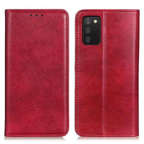 Leather Case Stands Flip Cover Holder N01P for Samsung Galaxy M02s Red