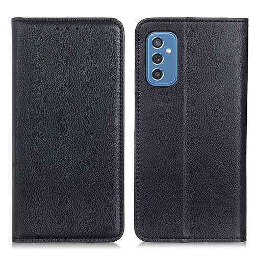 Leather Case Stands Flip Cover Holder N01P for Samsung Galaxy M52 5G Black