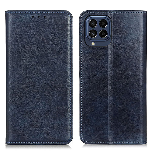 Leather Case Stands Flip Cover Holder N01P for Samsung Galaxy M53 5G Blue