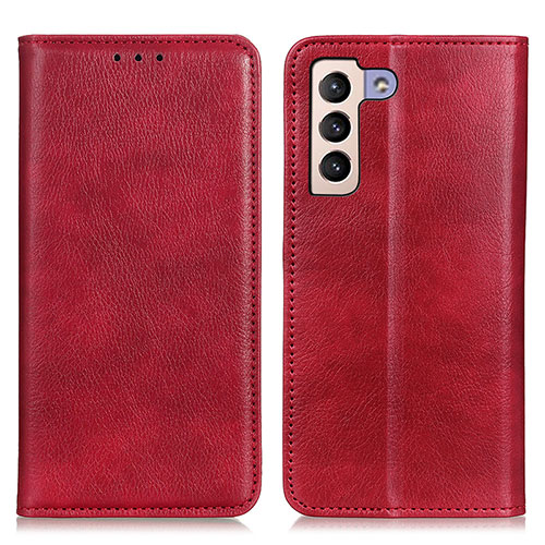 Leather Case Stands Flip Cover Holder N01P for Samsung Galaxy S21 5G Red