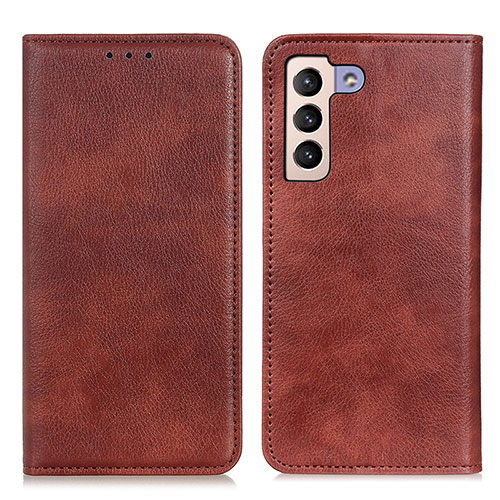 Leather Case Stands Flip Cover Holder N01P for Samsung Galaxy S23 5G Brown