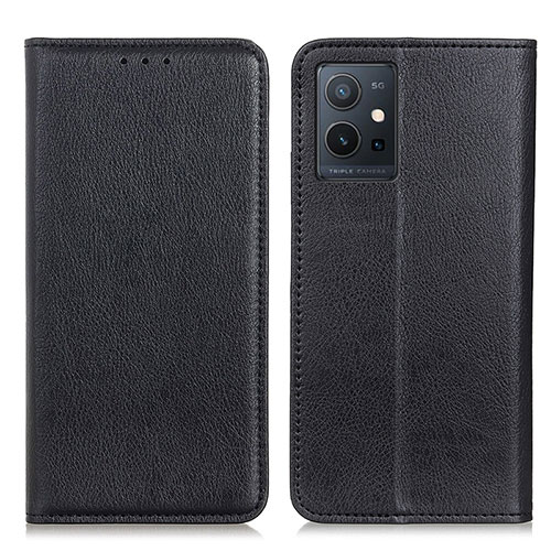 Leather Case Stands Flip Cover Holder N01P for Vivo Y30 5G Black