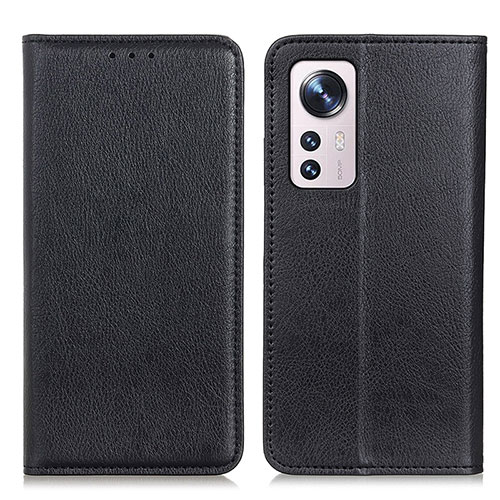 Leather Case Stands Flip Cover Holder N01P for Xiaomi Mi 12 5G Black