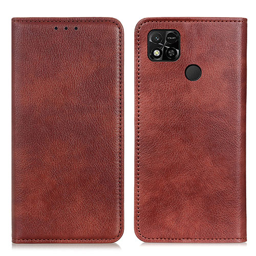 Leather Case Stands Flip Cover Holder N01P for Xiaomi POCO C31 Brown