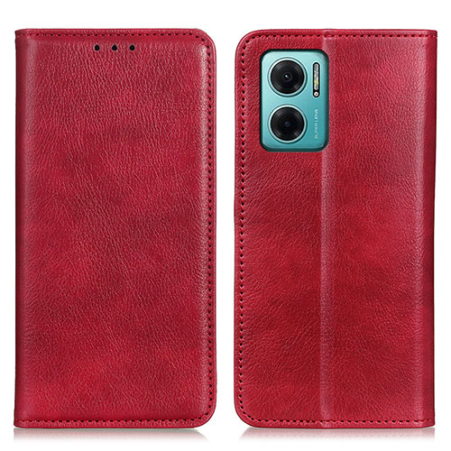 Leather Case Stands Flip Cover Holder N01P for Xiaomi Redmi 10 5G Red